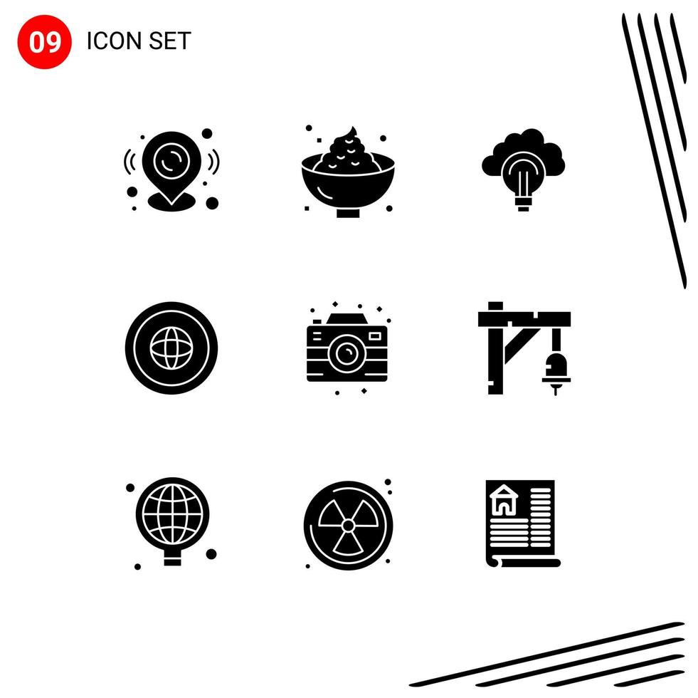 9 Thematic Vector Solid Glyphs and Editable Symbols of international global potato country focus Editable Vector Design Elements