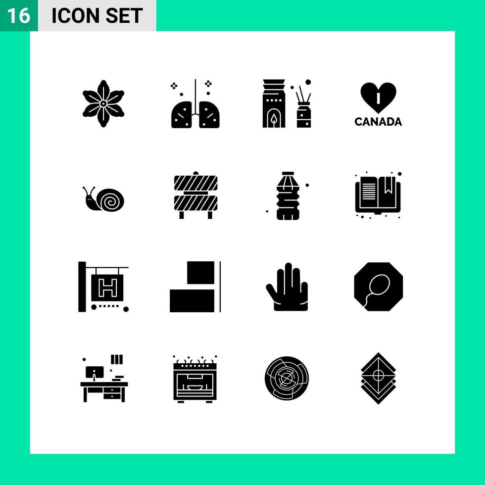 Modern Set of 16 Solid Glyphs and symbols such as easter canada medicine heart scent Editable Vector Design Elements