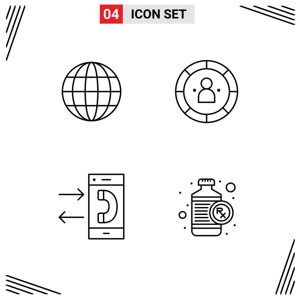 4 Creative Icons Modern Signs and Symbols of earth communication chart management conversation Editable Vector Design Elements