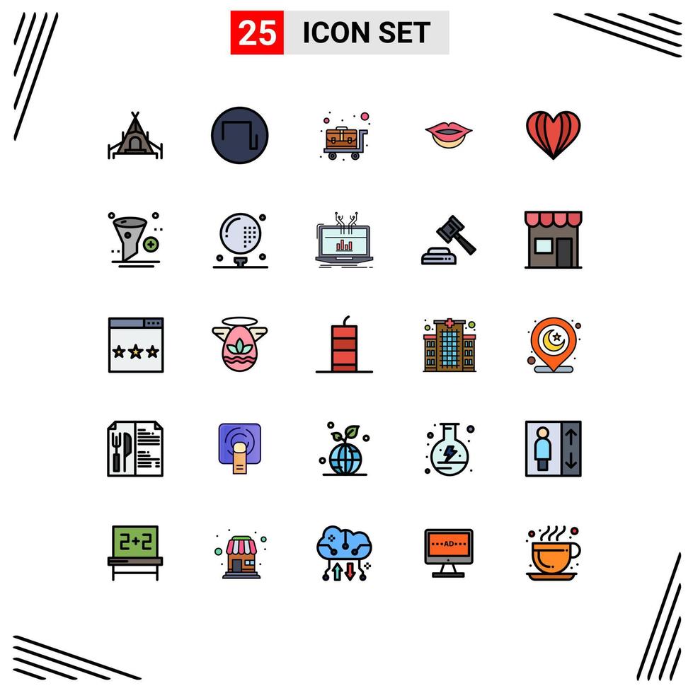 25 Creative Icons Modern Signs and Symbols of application add wheelbarrow like heart Editable Vector Design Elements