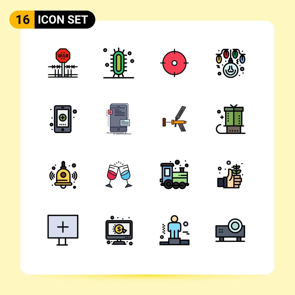 paquete de iconos de vector de stock de 16 signos y símbolos de línea para luces bombilla de ciencia de navidad objetivo elementos de diseño de vector creativo editable