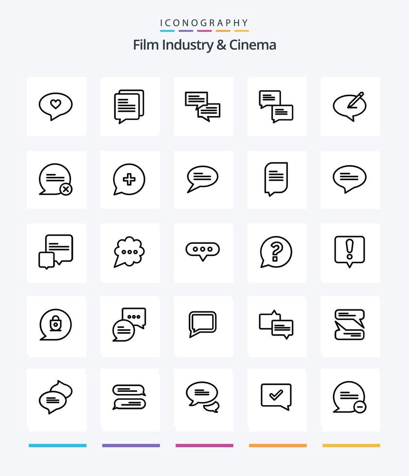 Creative Cenima 25 OutLine icon pack  Such As new. add. note. interaction. communication vector