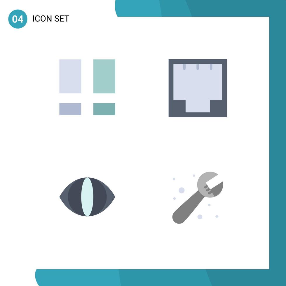 Flat Icon Pack of 4 Universal Symbols of collage eye photo internet vision Editable Vector Design Elements