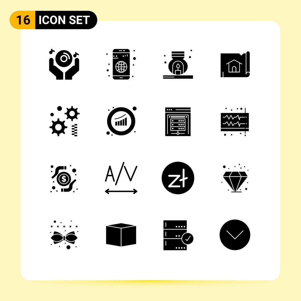 16 Creative Icons Modern Signs and Symbols of cogwheel map mobile construction spa Editable Vector Design Elements