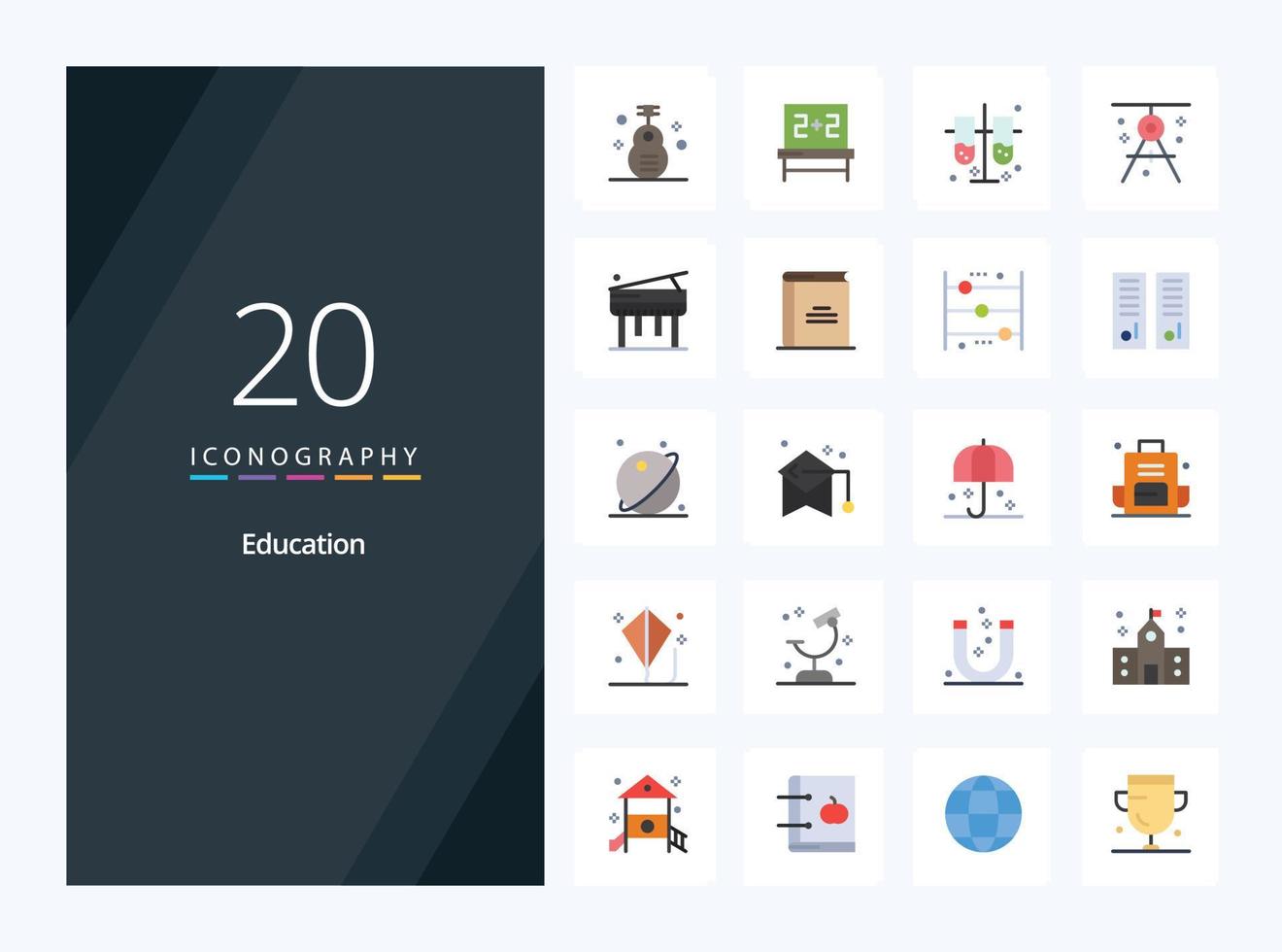 20 Education Flat Color icon for presentation vector