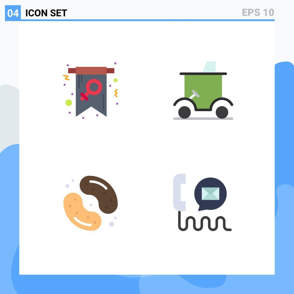 Set of 4 Modern UI Icons Symbols Signs for card sports invite golf dessert Editable Vector Design Elements