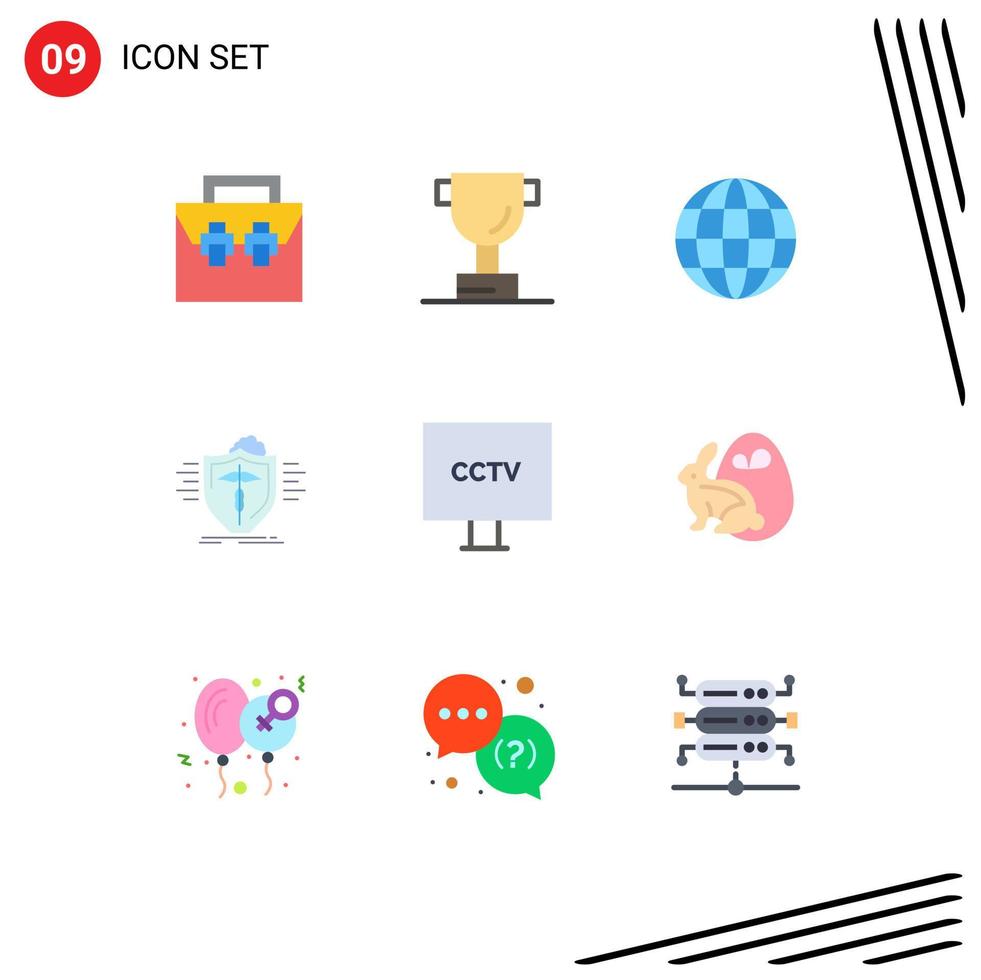 9 Flat Color concept for Websites Mobile and Apps spy camera globe safe medical Editable Vector Design Elements