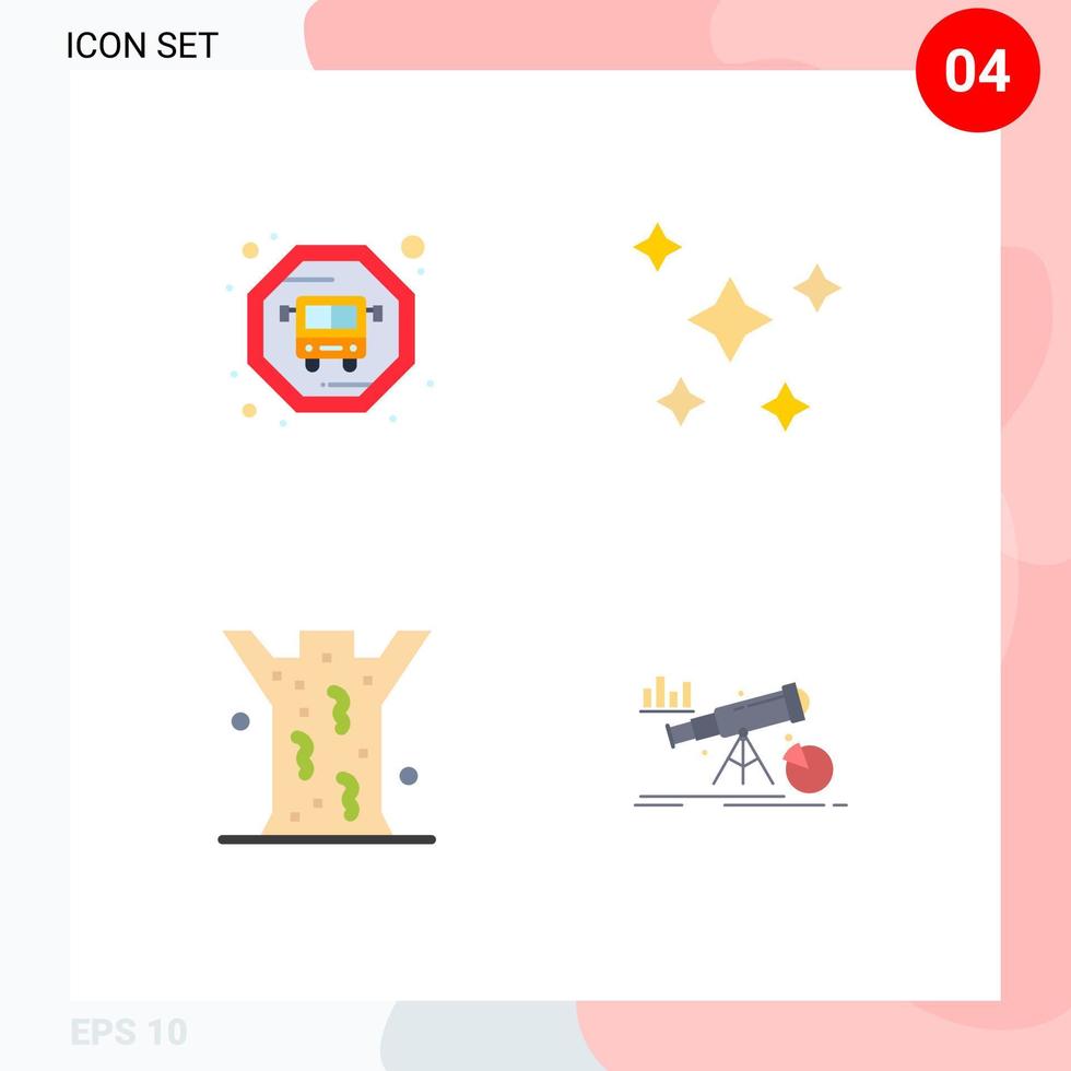 Pack of 4 creative Flat Icons of bus leech night sky analytics Editable Vector Design Elements