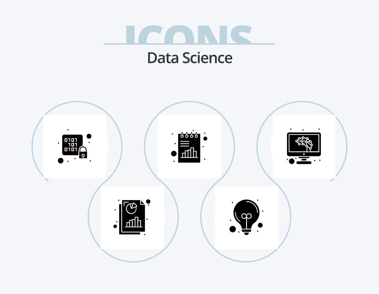 Data Science Glyph Icon Pack 5 Icon Design. chart. document. database. analytics. server vector