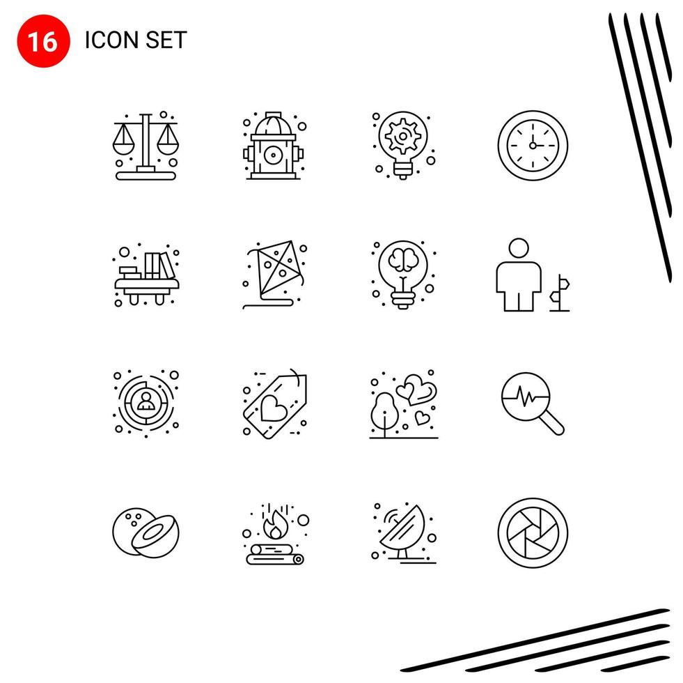 16 Thematic Vector Outlines and Editable Symbols of school education idea desk education Editable Vector Design Elements