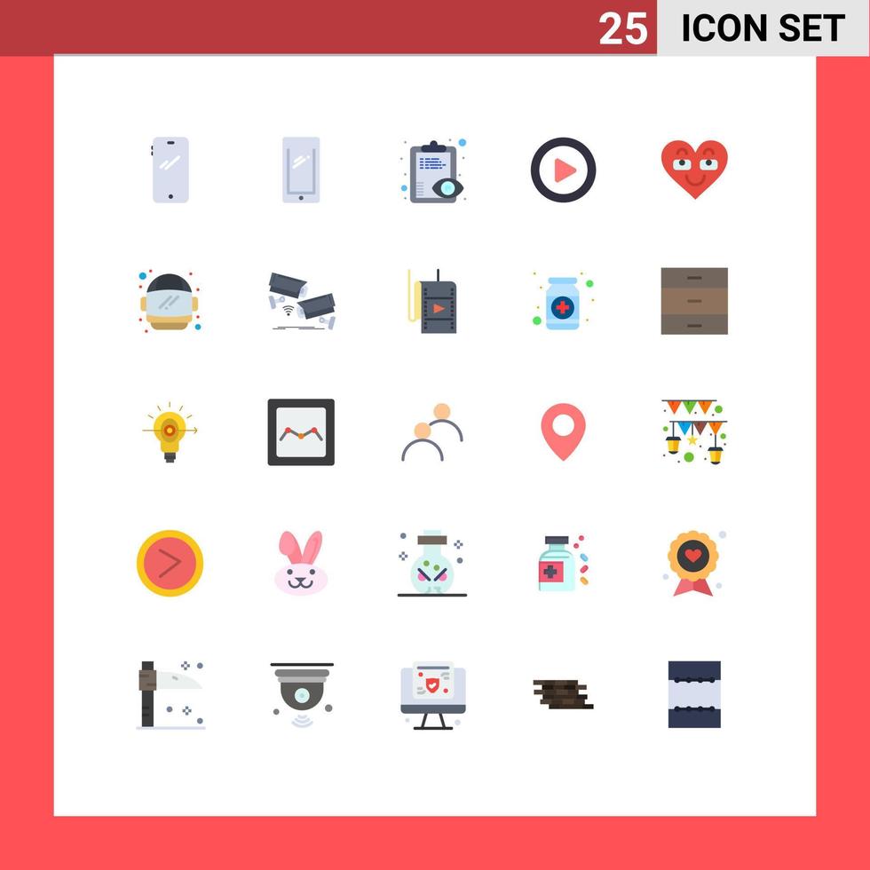 conjunto de 25 iconos modernos de la interfaz de usuario símbolos signos para el portapapeles favorito de los astronautas amor emoji elementos de diseño vectorial editables vector