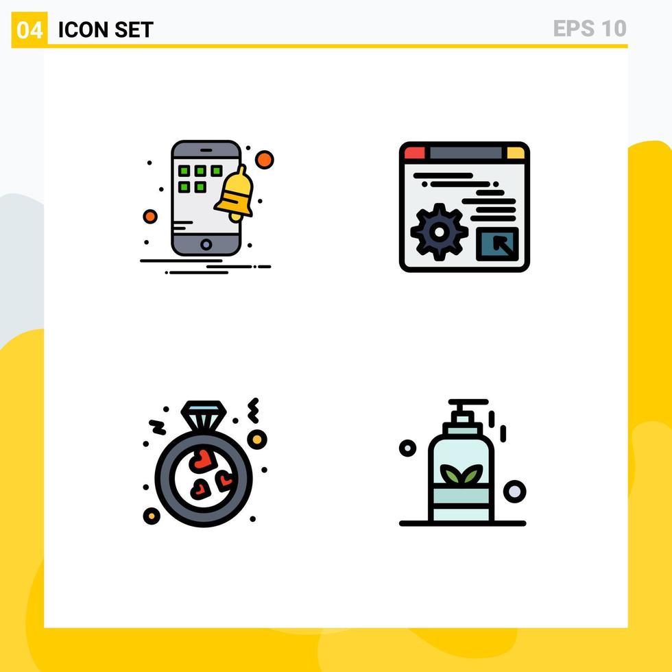 Stock Vector Icon Pack of 4 Line Signs and Symbols for mobile ring web economy beauty Editable Vector Design Elements