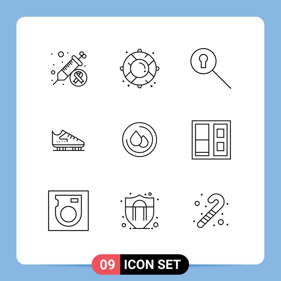 Universal Icon Symbols Group of 9 Modern Outlines of droop skating keyhole skates ice Editable Vector Design Elements
