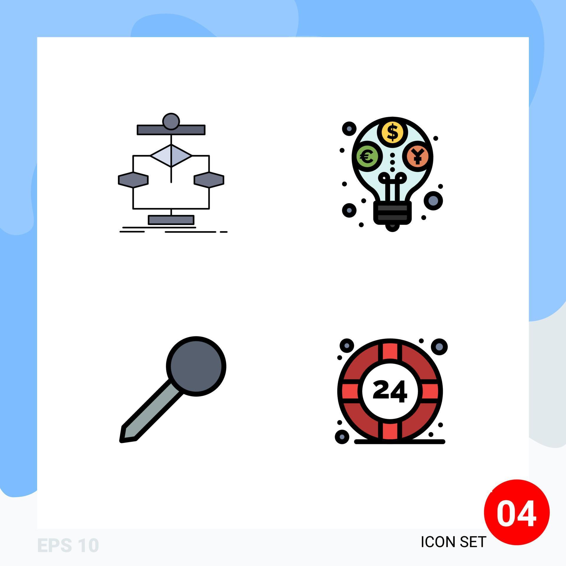 Stock Vector Icon Pack of 4 Line Signs and Symbols for algorithm map ...