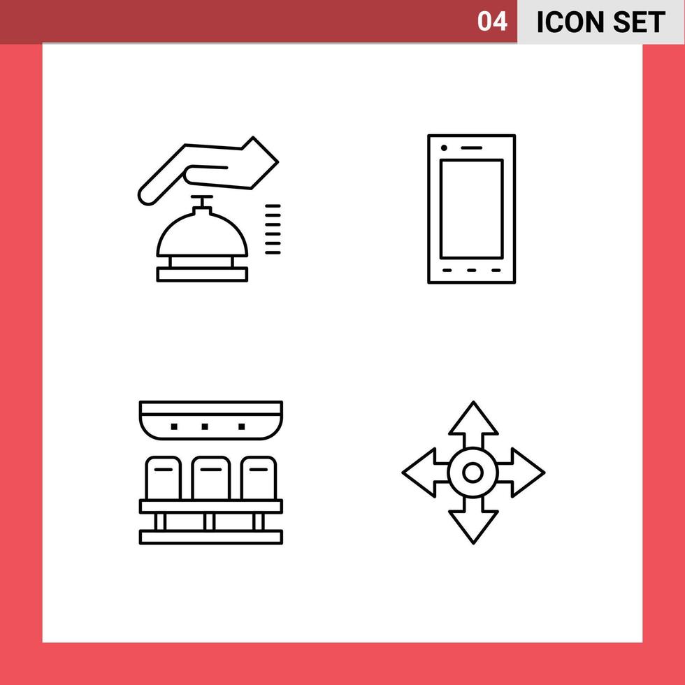 Stock Vector Icon Pack of 4 Line Signs and Symbols for gdpr train security phone travel Editable Vector Design Elements