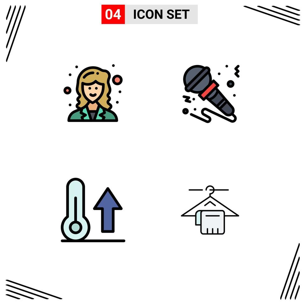 Universal Icon Symbols Group of 4 Modern Filledline Flat Colors of academic climate scientist sound nature Editable Vector Design Elements