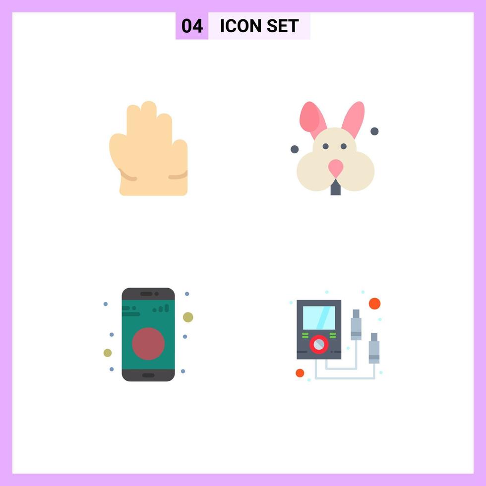 Mobile Interface Flat Icon Set of 4 Pictograms of grab ammeter easter data meter Editable Vector Design Elements
