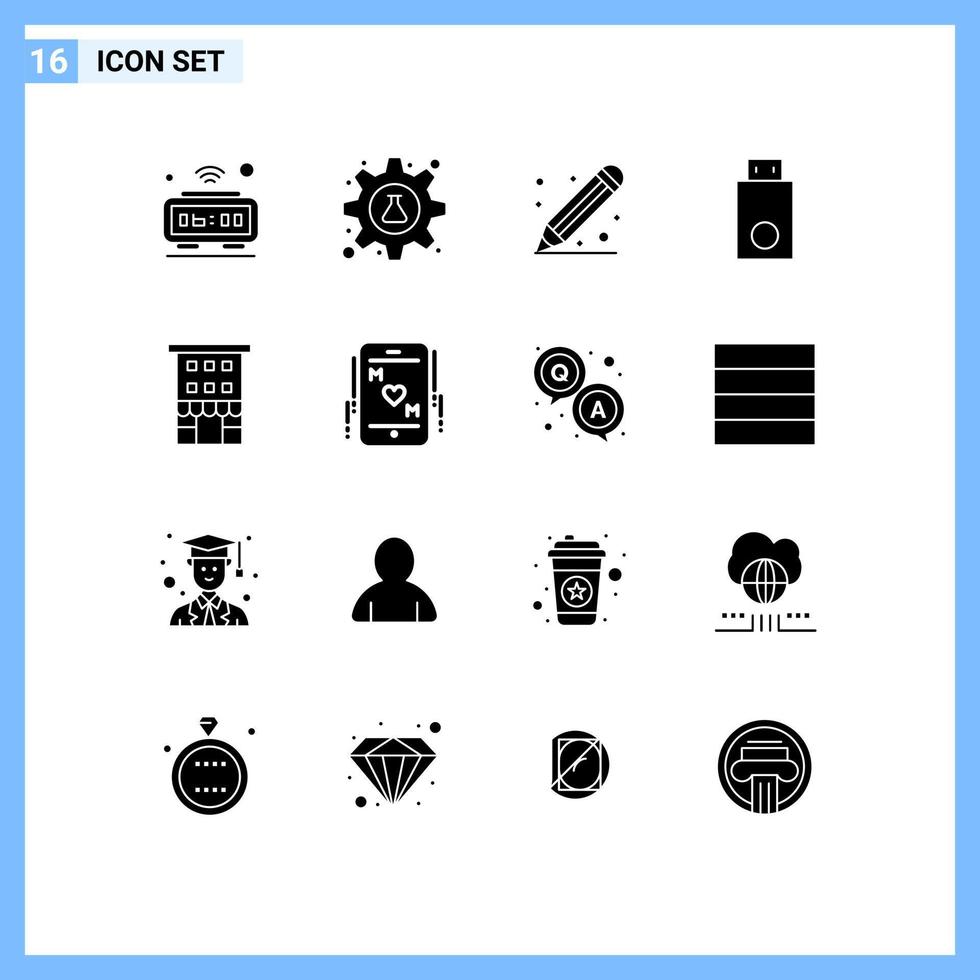 16 Creative Icons Modern Signs and Symbols of products dongle science devices school Editable Vector Design Elements