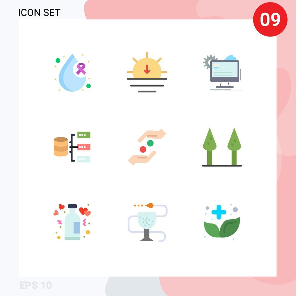 User Interface Pack of 9 Basic Flat Colors of care base account servers update Editable Vector Design Elements