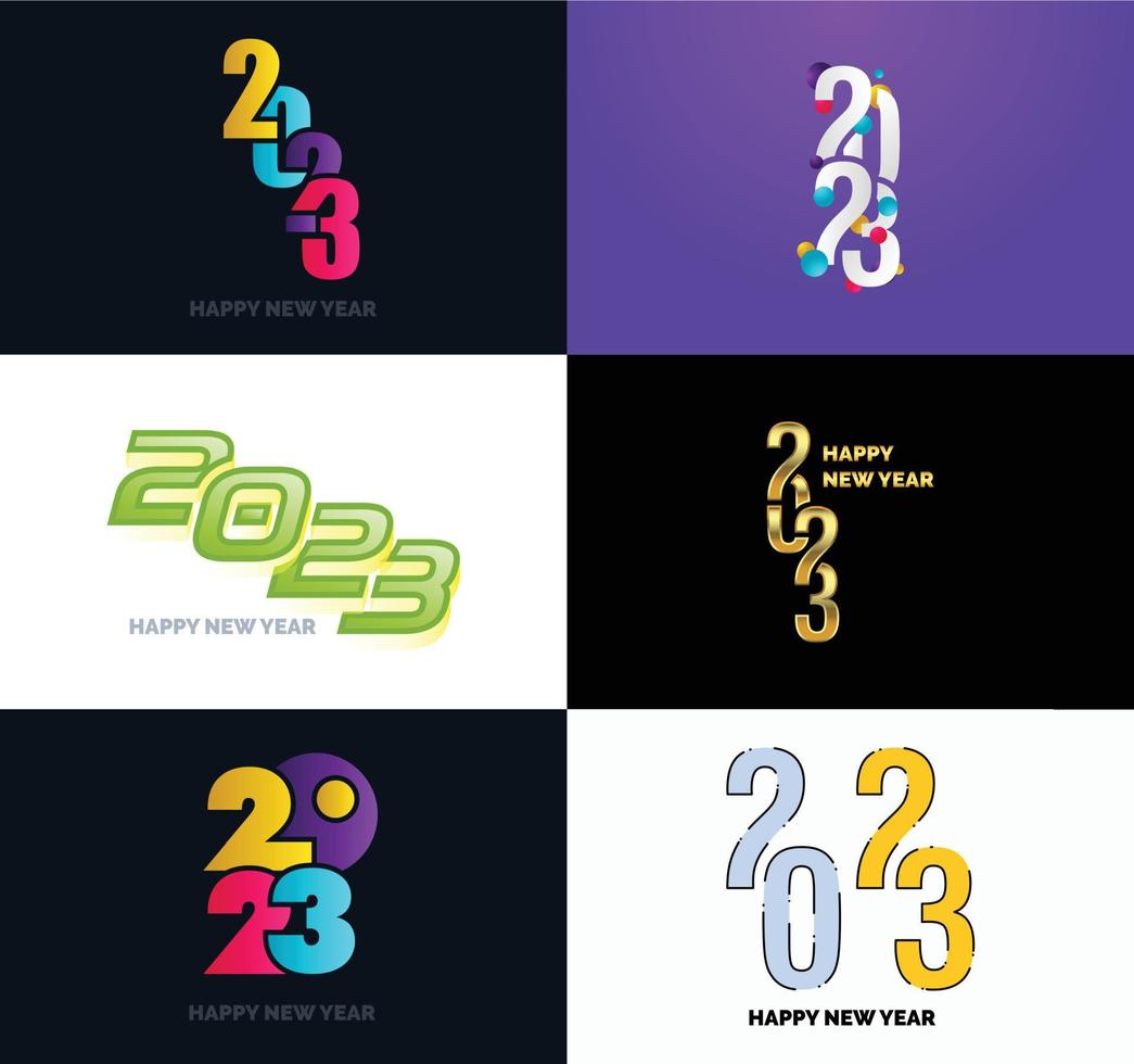 Big Collection of 2023 Happy New Year symbols Cover of business diary for 2023 with wishes vector