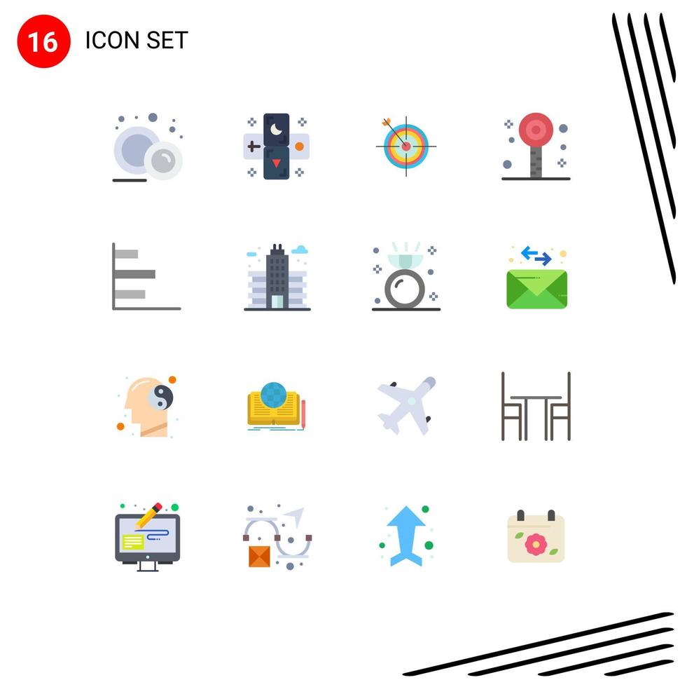 16 Creative Icons Modern Signs and Symbols of finance party focus lollipop target Editable Pack of Creative Vector Design Elements