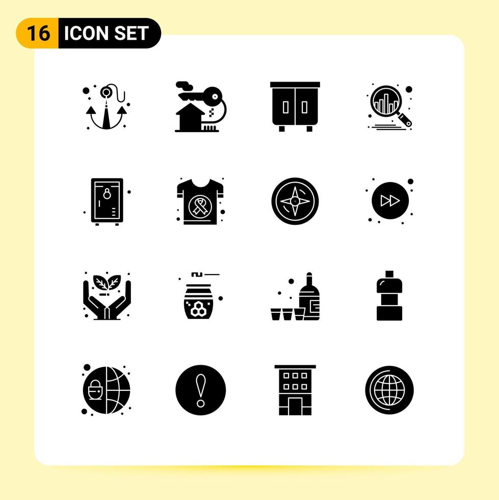 Set of 16 Modern UI Icons Symbols Signs for park locker decor analysis business Editable Vector Design Elements