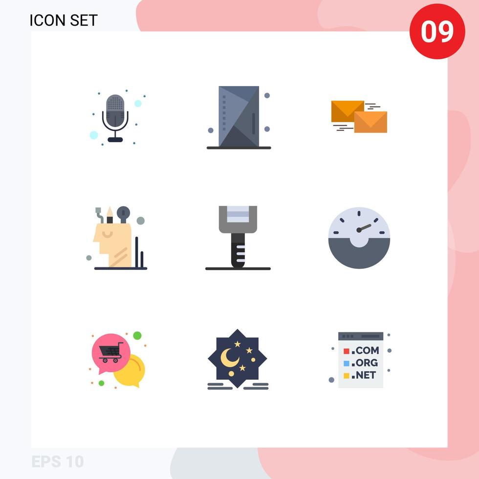 Set of 9 Vector Flat Colors on Grid for user digital mail art correspondence Editable Vector Design Elements