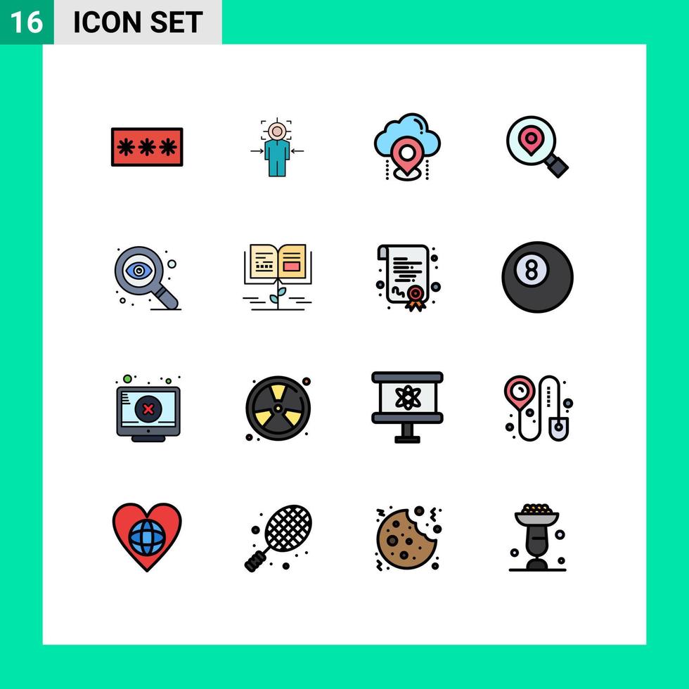 Stock Vector Icon Pack of 16 Line Signs and Symbols for map research achieve gps cloud Editable Creative Vector Design Elements