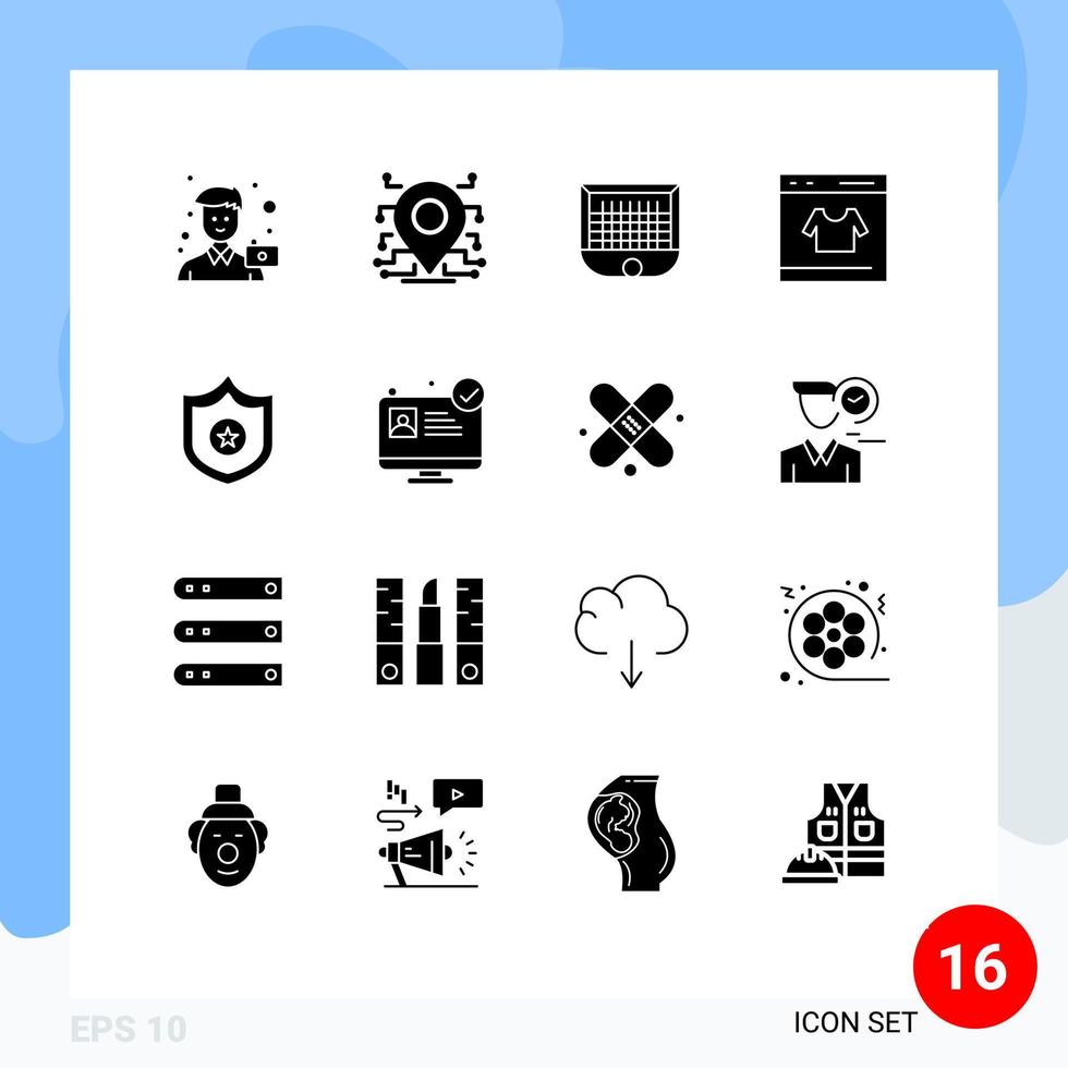 Universal Icon Symbols Group of 16 Modern Solid Glyphs of shop credit security card net Editable Vector Design Elements