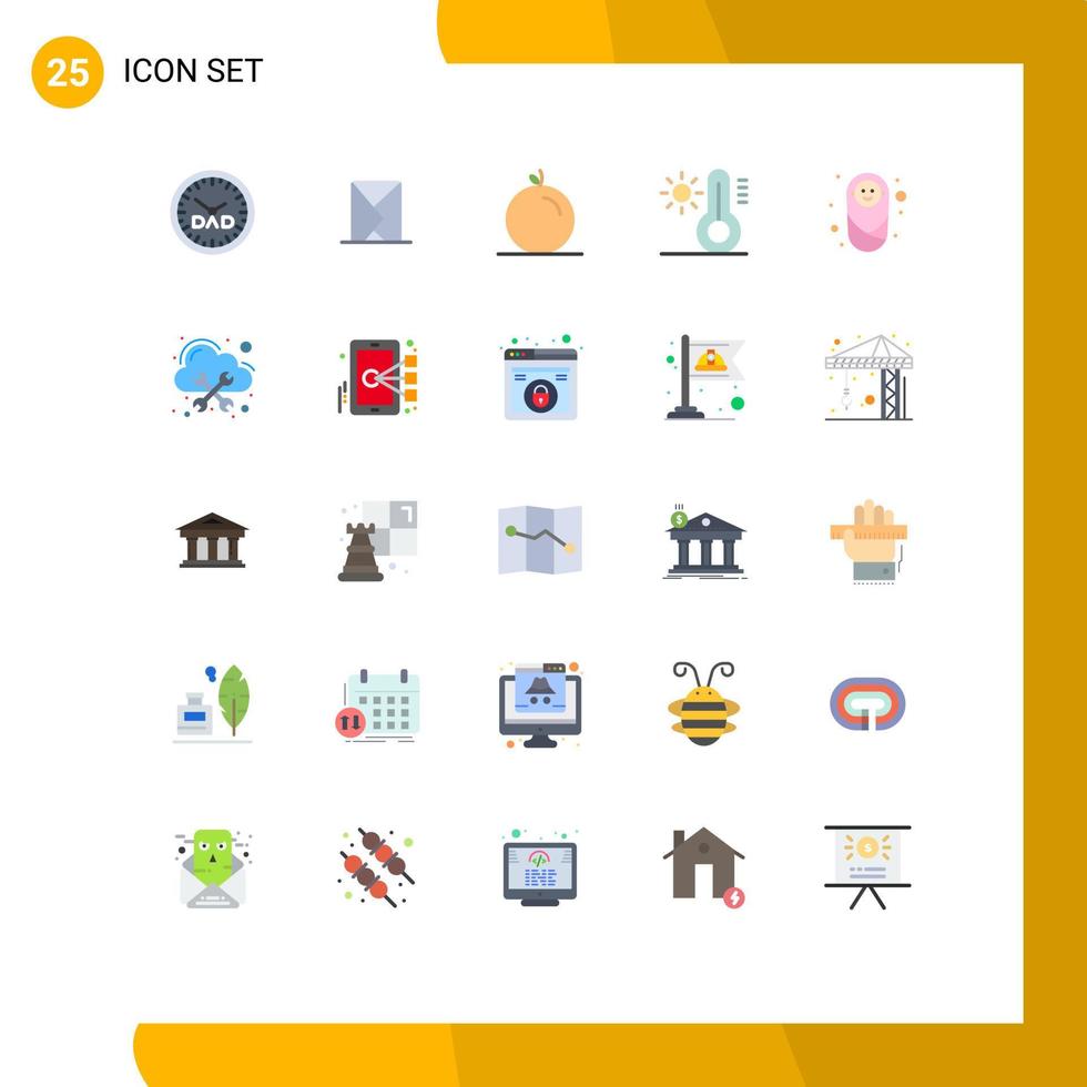 Universal Icon Symbols Group of 25 Modern Flat Colors of children baby sent temperature climate Editable Vector Design Elements