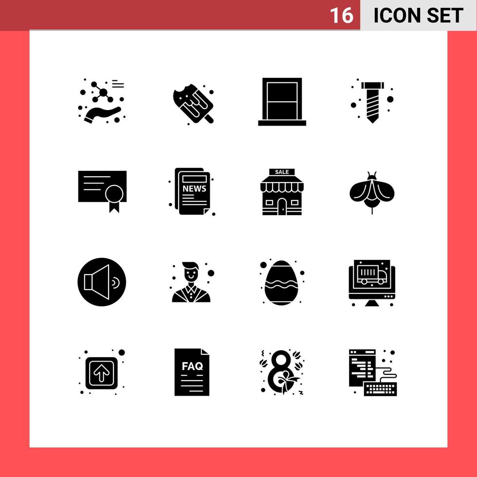 Universal Icon Symbols Group of 16 Modern Solid Glyphs of education certificate bedroom screw diy Editable Vector Design Elements