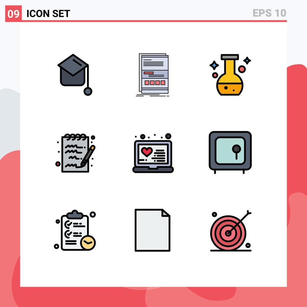 Stock Vector Icon Pack of 9 Line Signs and Symbols for medical notepad responsive note test Editable Vector Design Elements