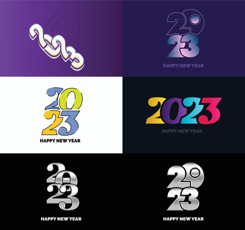 Big Collection of 2023 Happy New Year symbols Cover of business diary for 2023 with wishes vector
