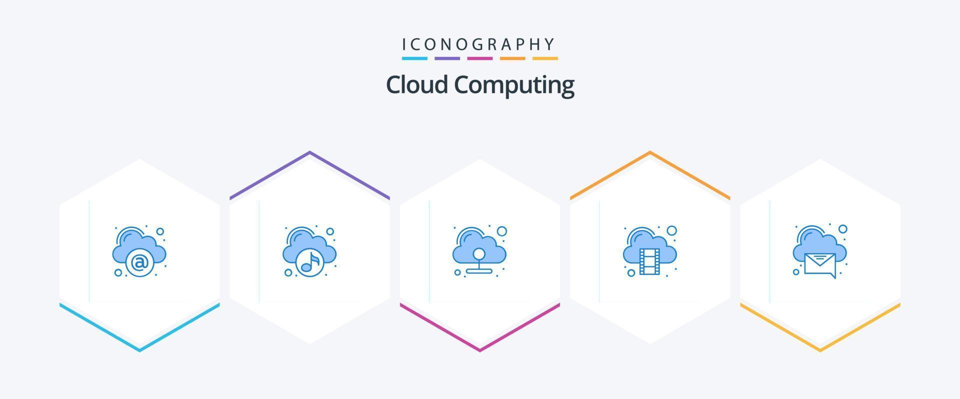 Cloud Computing 25 Blue icon pack including mail. cloud. storage. cloud vector