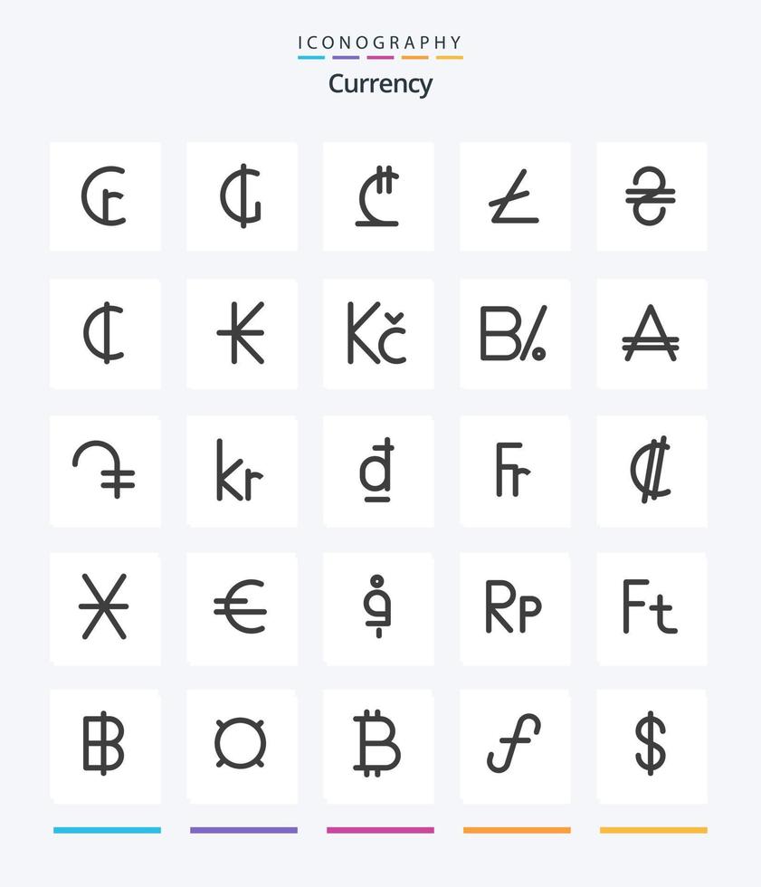 Creative Currency 25 Flat icon pack  Such As ukraine. hryvna. lari. cryptocurrency. lite coin vector