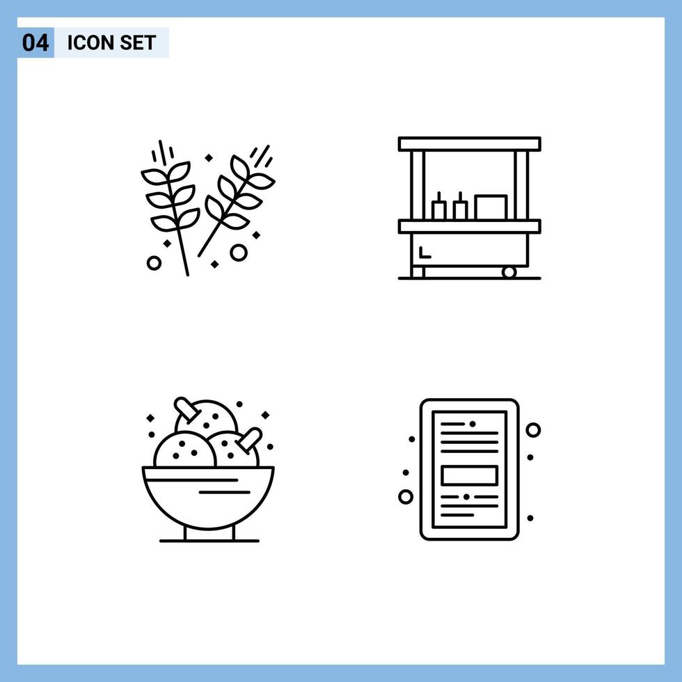 Universal Icon Symbols Group of 4 Modern Filledline Flat Colors of agriculture dessert grains park party Editable Vector Design Elements