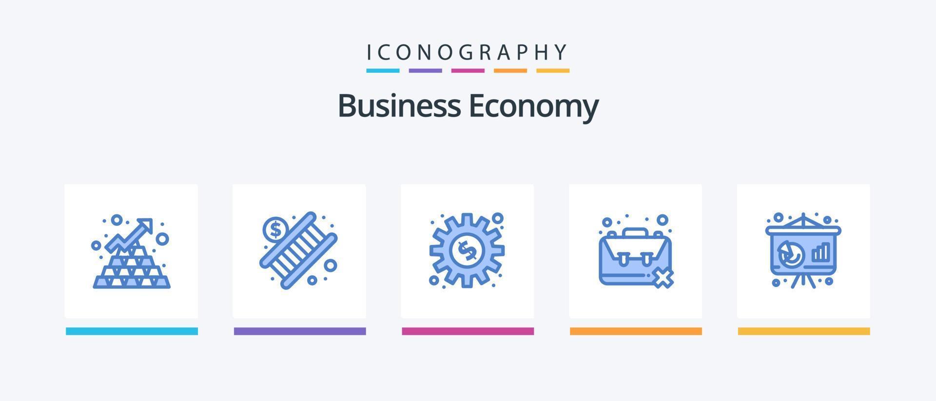 Economy Blue 5 Icon Pack Including unemployment. population. stair. jobless. work. Creative Icons Design vector
