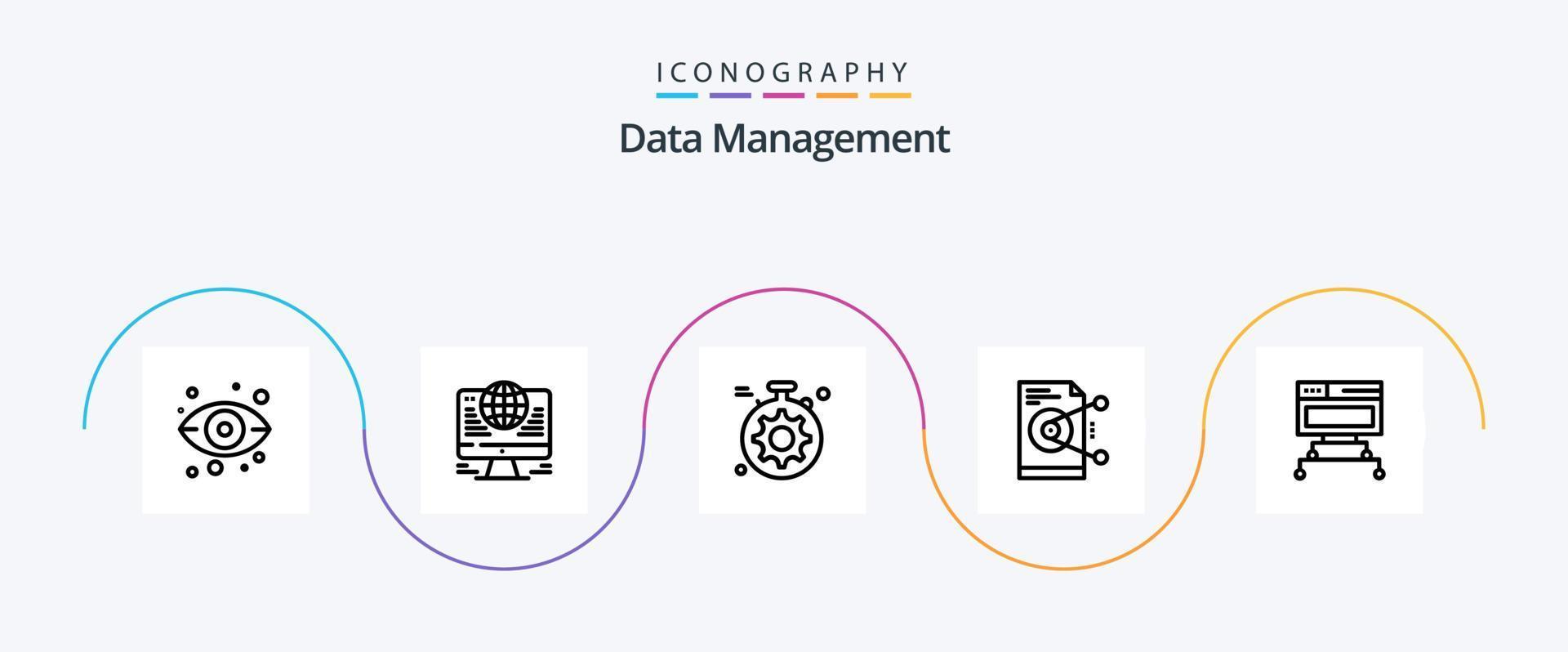Data Management Line 5 Icon Pack Including share . globe . gear vector