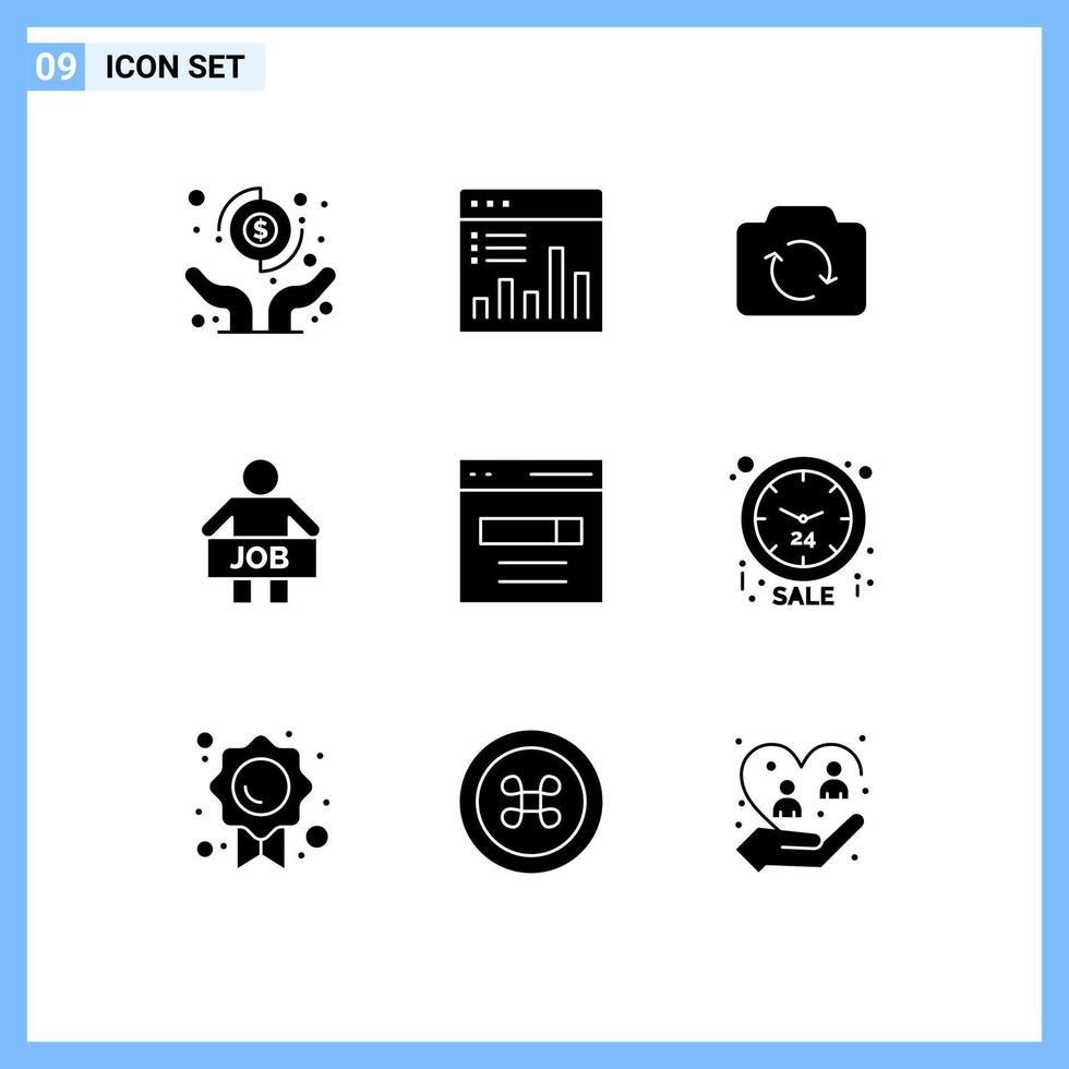 Modern Set of 9 Solid Glyphs and symbols such as worker office monitoring man ui Editable Vector Design Elements