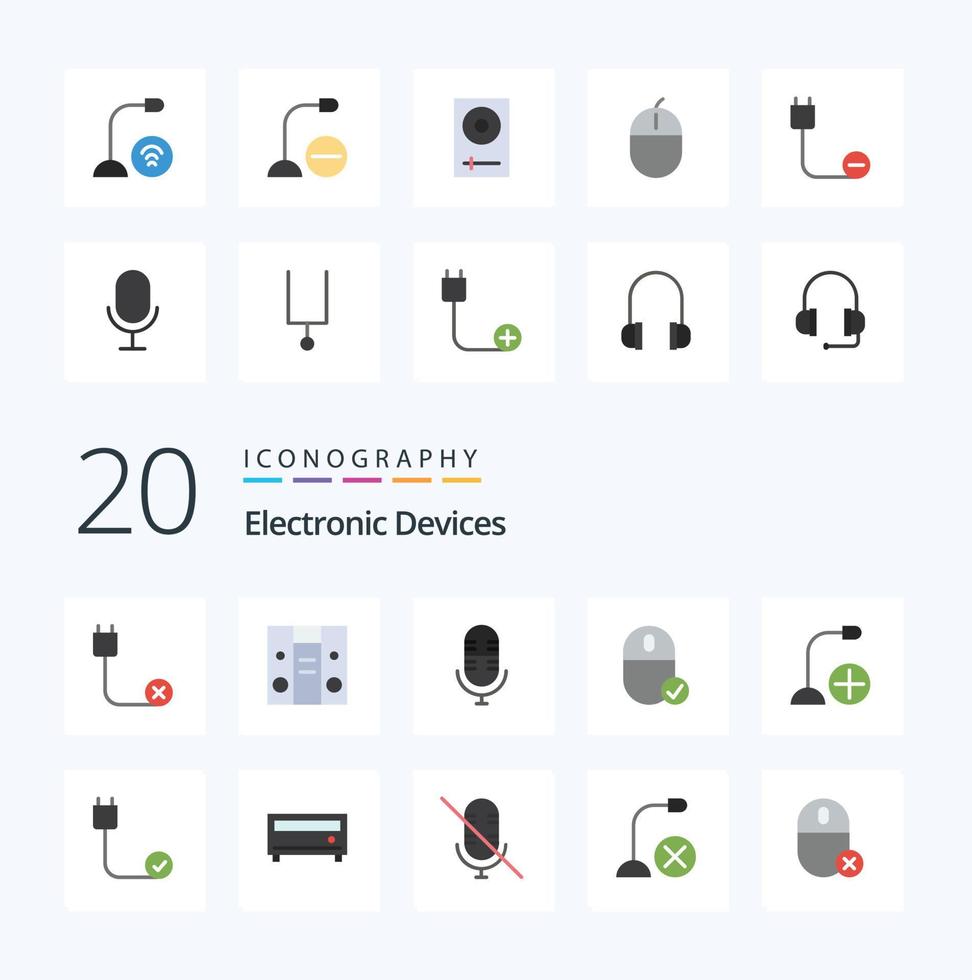 20 Devices Flat Color icon Pack like computers hardware live gadget connected vector