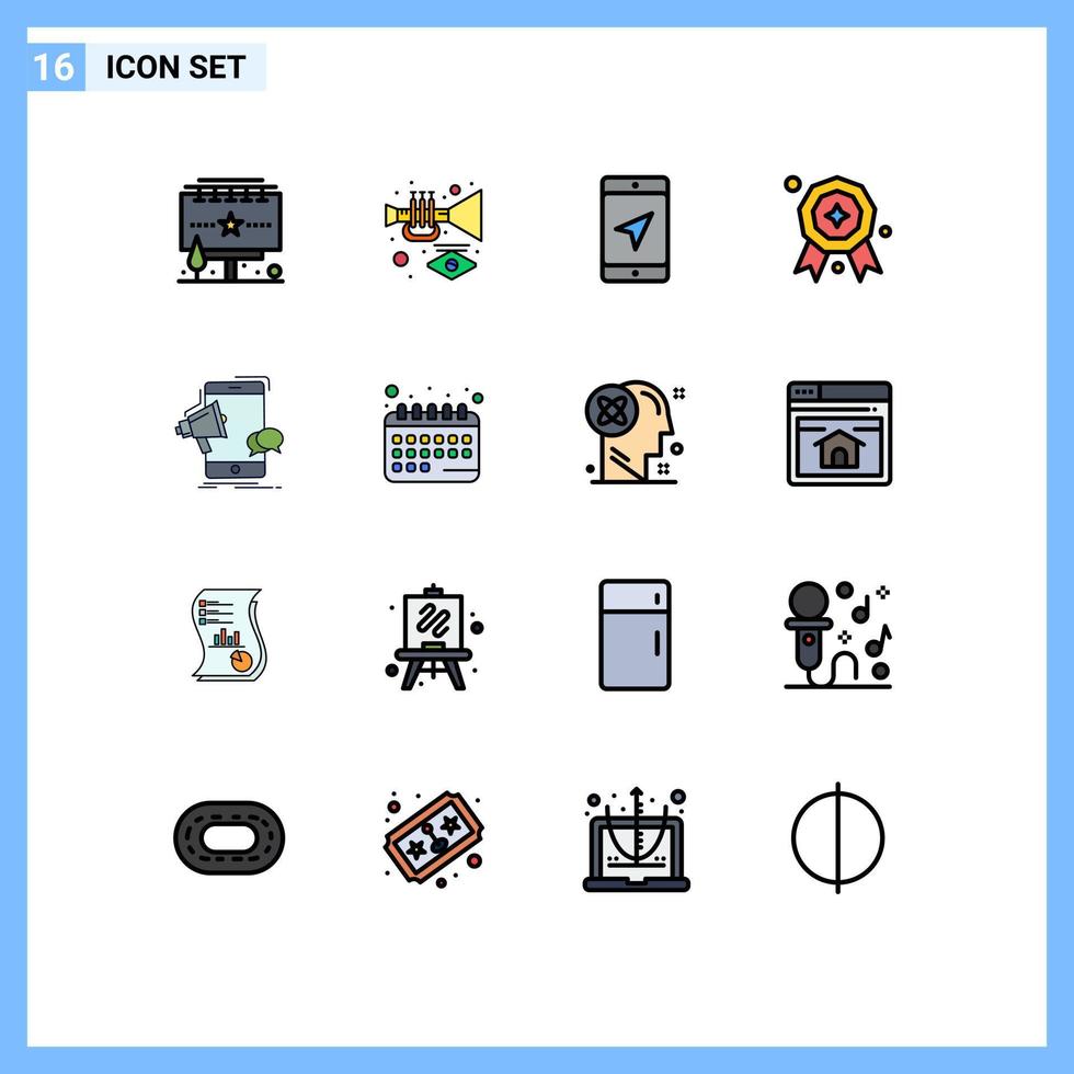 conjunto de 16 iconos de ui modernos símbolos signos para megáfono móvil premio premio móvil elementos de diseño de vectores creativos editables