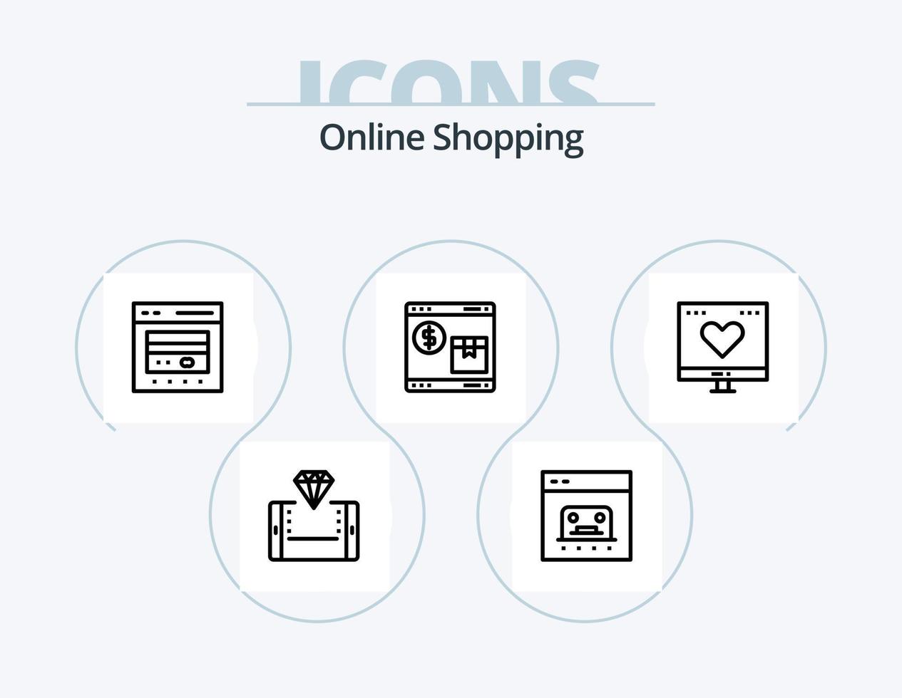 Online Shopping Line Icon Pack 5 Icon Design. money. bank. online. atm. shop vector