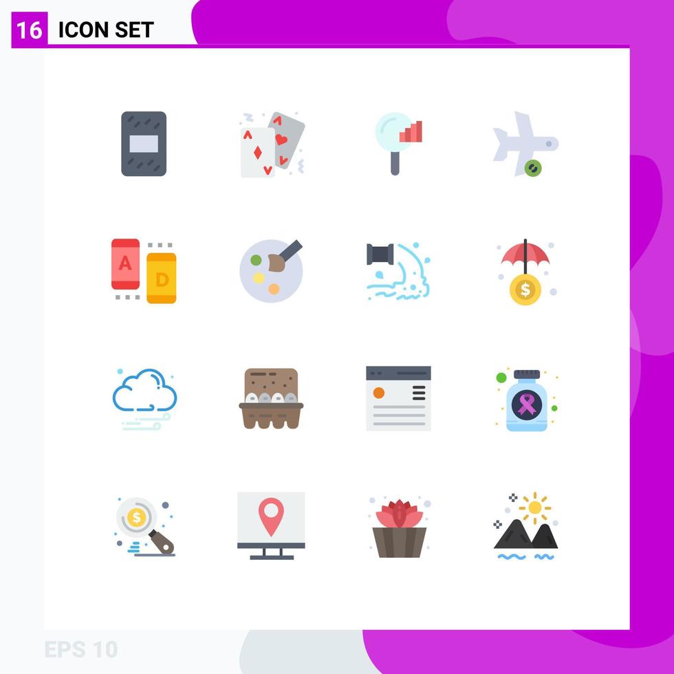 Group of 16 Modern Flat Colors Set for ad transport find refresh flight Editable Pack of Creative Vector Design Elements