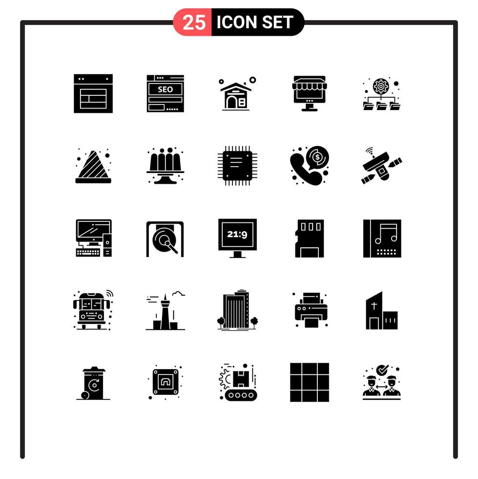 Set of 25 Modern UI Icons Symbols Signs for store shop hosting ecommerce house Editable Vector Design Elements