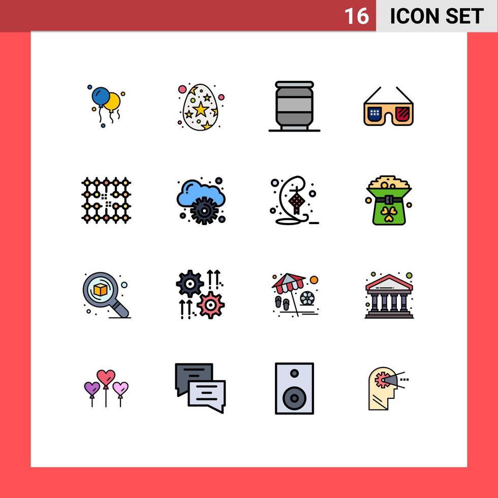 conjunto de 16 iconos de interfaz de usuario modernos símbolos signos para material electricidad soda conexión usa elementos de diseño de vectores creativos editables