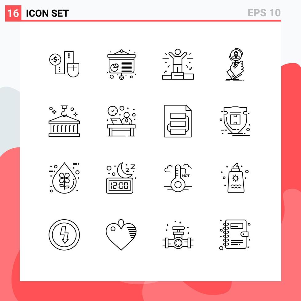 16 Creative Icons Modern Signs and Symbols of business people business human resource search Editable Vector Design Elements
