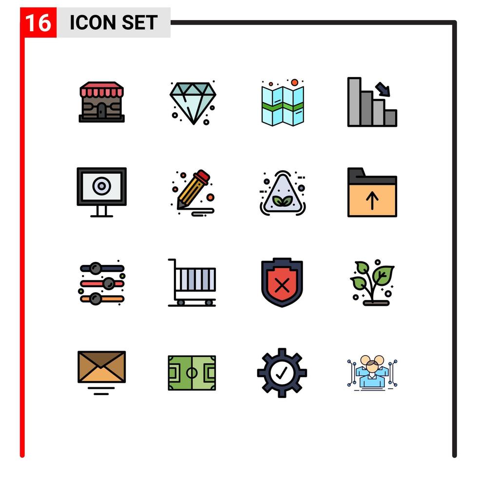 16 Creative Icons Modern Signs and Symbols of webcam display location finance chart Editable Creative Vector Design Elements