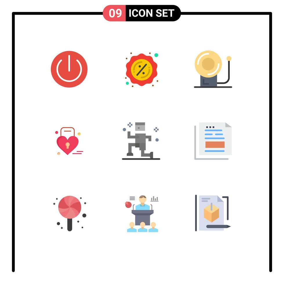 Set of 9 Modern UI Icons Symbols Signs for running exercise bell weding love Editable Vector Design Elements