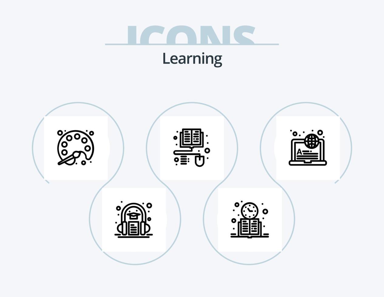 Learning Line Icon Pack 5 Icon Design. learning. education. learning. ebook. doc file vector