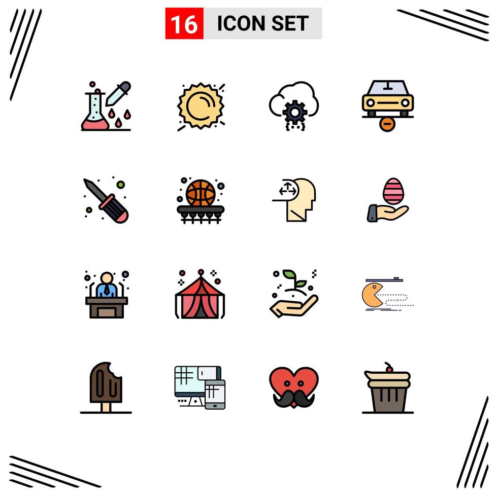 16 Creative Icons Modern Signs and Symbols of minus delete weather car development Editable Creative Vector Design Elements